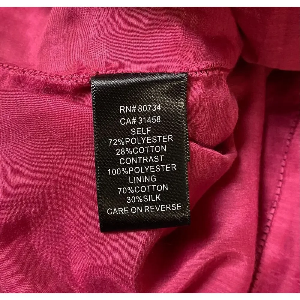 BCBG PARIS Women's Chic Burgundy Babydoll Dress Textured Floral Pattern Sz 8 - Picture 7 of 7